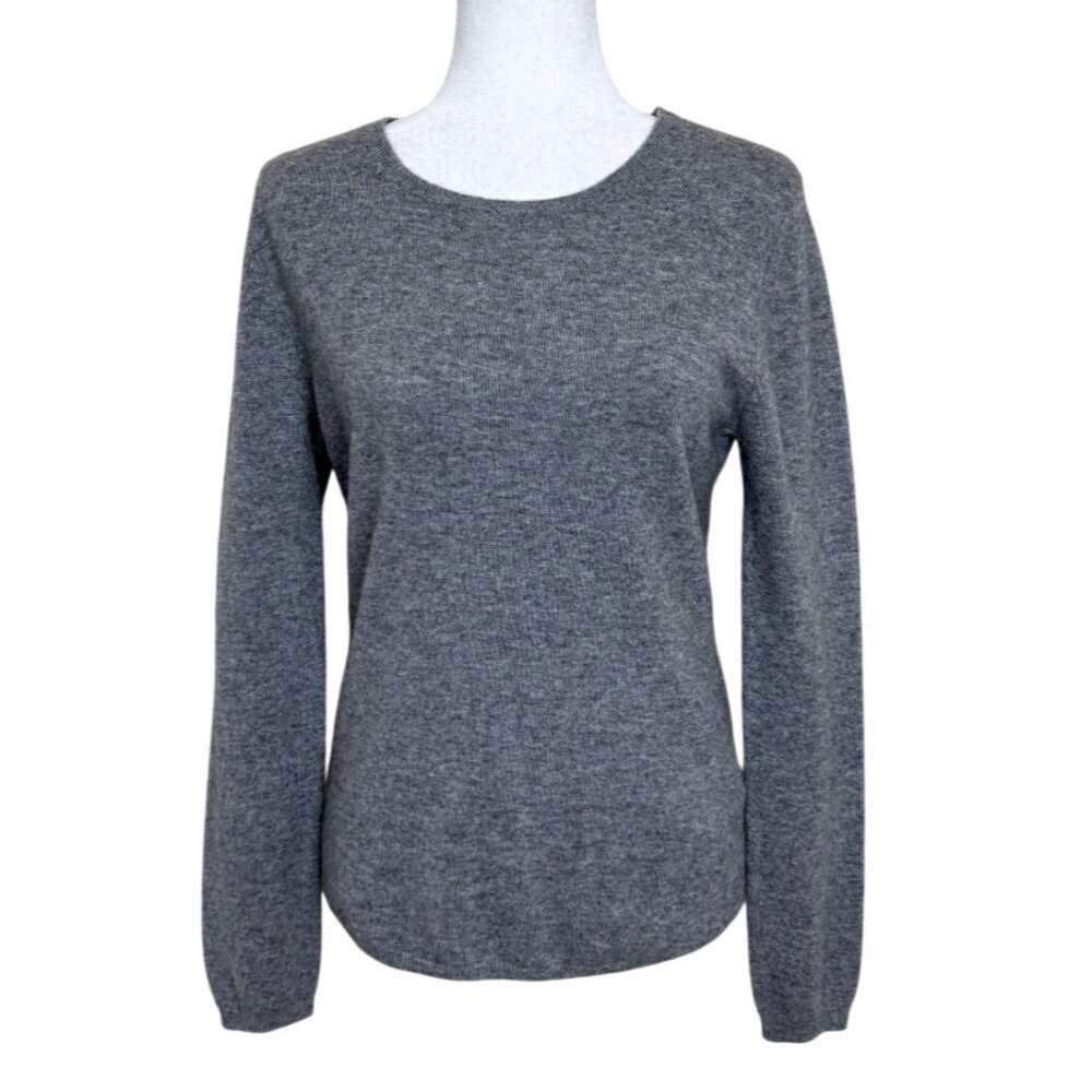 Allude Womens Gray 10% Cashmere Sweater Soft Long Sleeve Pull-Over Size L